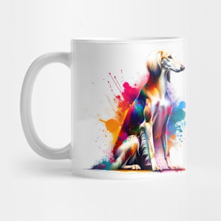 Saluki Dog Captured in Vibrant Splash Art Style Mug